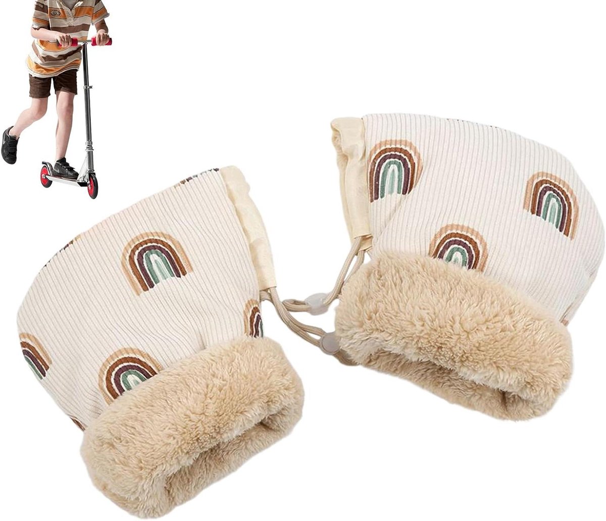 Kinderwagen Handwarmers - Pluche Mof - Winterse Wandelingen - Winddichte Voering - 25 x 15 cm - Regenboogpatroon