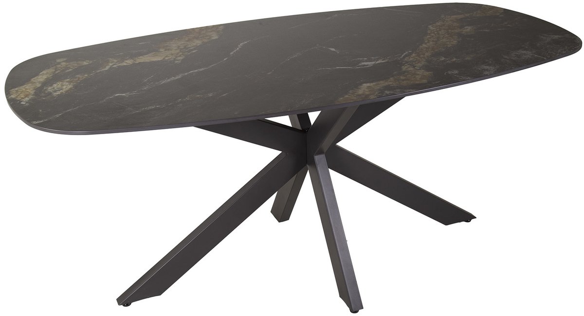 Giga Meubel Eetkamertafel Ceramic Fossil - Zwart Keramiek - 180x90x76cm