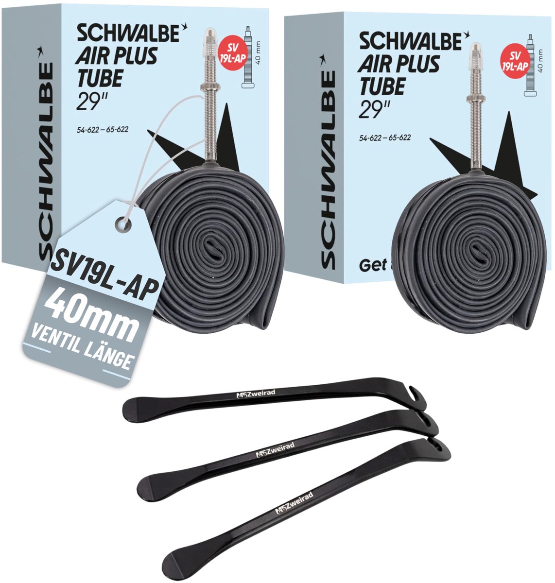 Schwalbe Fietsbanden Set met SV19 Air Plus Binnenbanden en 3 Handige Bandenlichters - ShopVlot