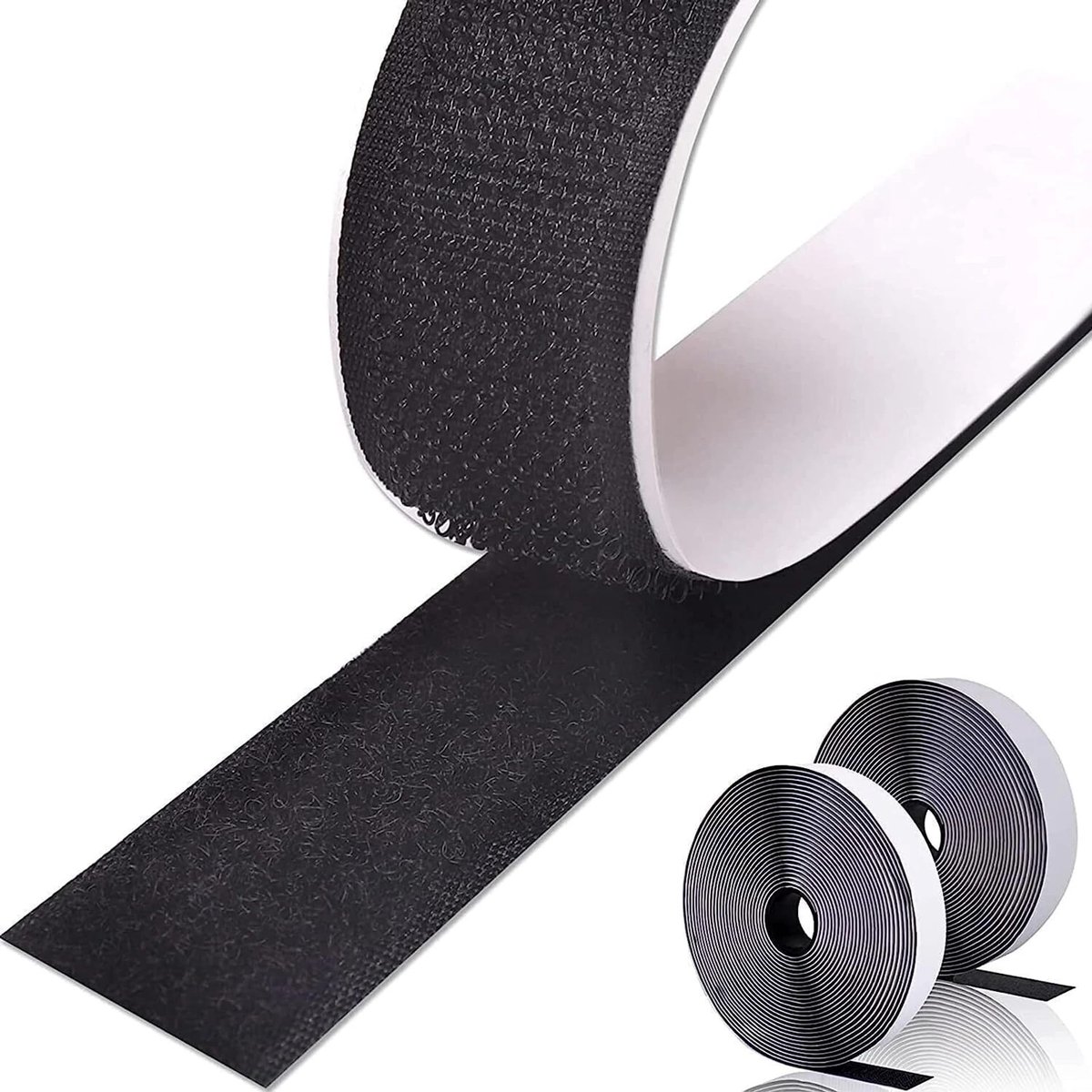 MARARDI Klittenband Zwart Zelfklevend Dubbelzijdig [5 Meter x 20 mm] - Sterke Bevestiging voor Muur en Montage - ShopVlot