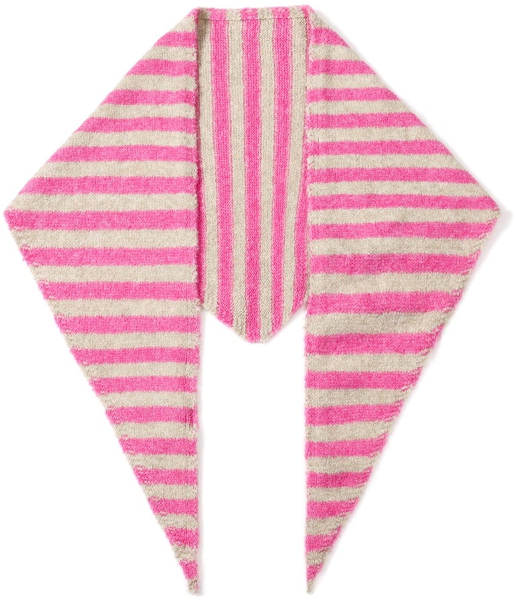 Wintersjaals met strepen, eenvoudig, polyester, geschikt voor dagelijks gebruik. - Roze