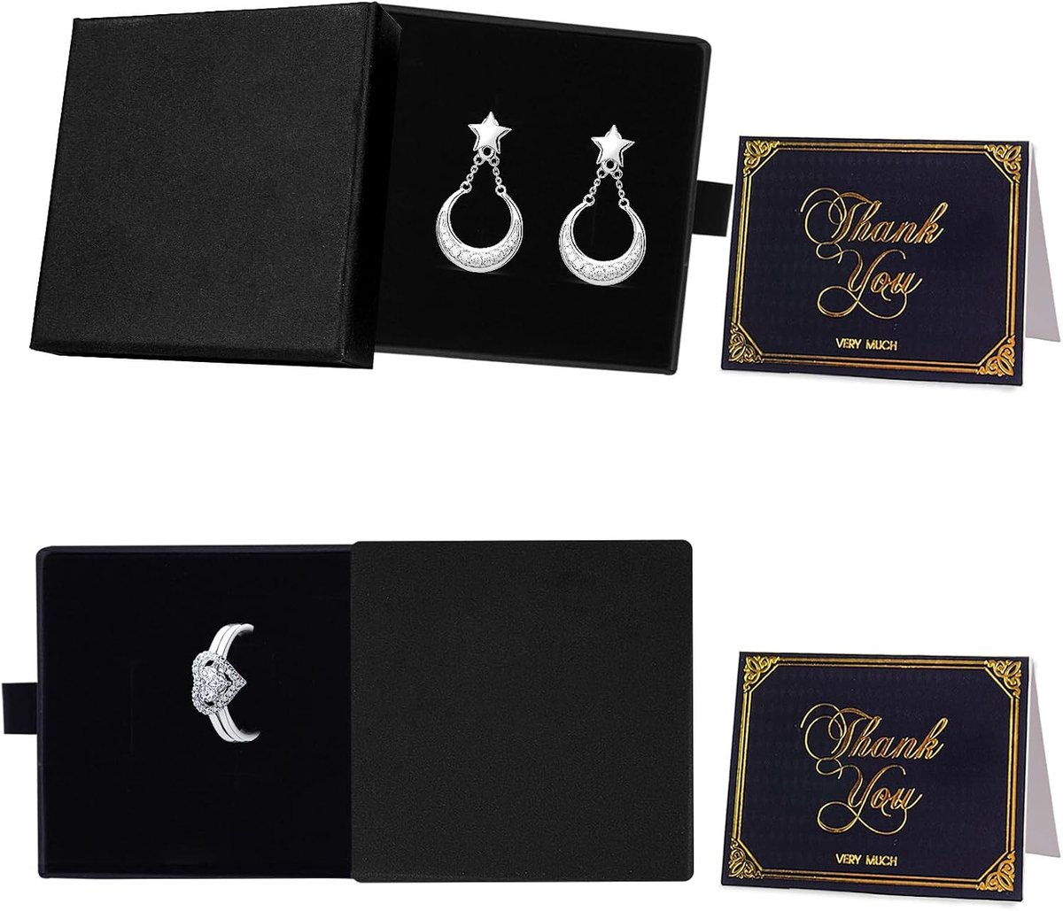 Kleine sieradenbox met deksel, set van 2, ideaal voor kettingen, armbanden, oorbellen en ringen, 31,5 x 3,15 x 0,8 cm