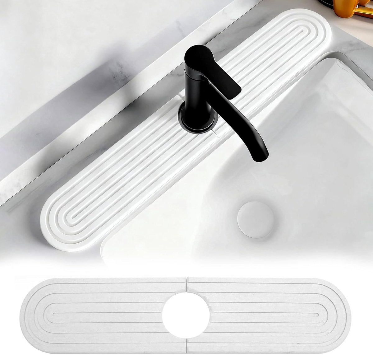 ZHITENG afdruipmat, Kieselgur watertap mat 45x10cm, spoelbak watertap spatbescherming, antislip kraan mat voor keuken - ShopVlot