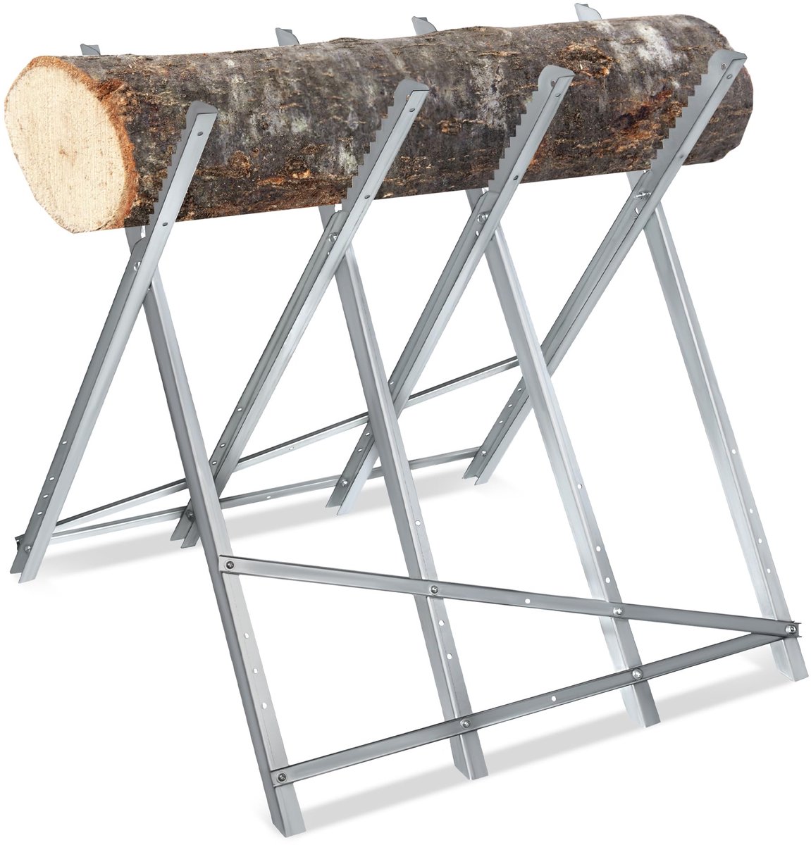 Famanu – Zaagbok van hout, opvouwbaar met gegalvaniseerd metalen frame, 82 x 80,5 x 79 cm, ideaal voor kettingzagen of handzagen