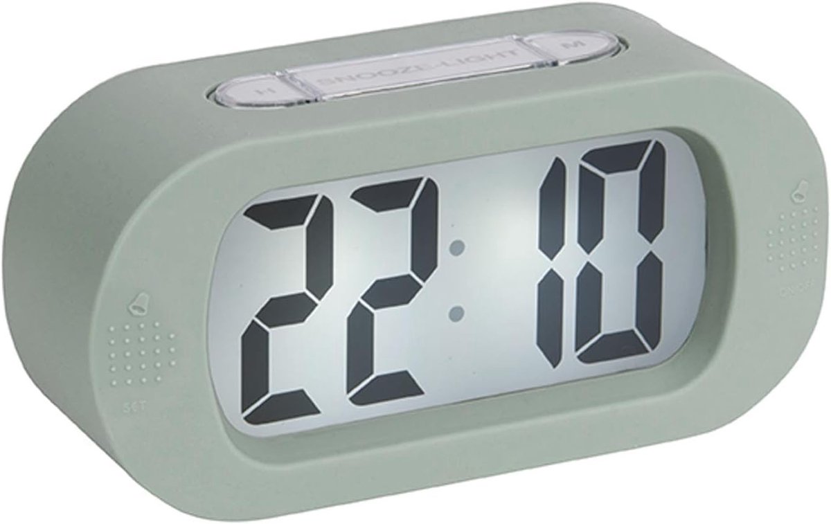 Wekker - Groen - 14 x 5 x 7 cm - Rubber ABS - Voor Nachttafel of Bureau