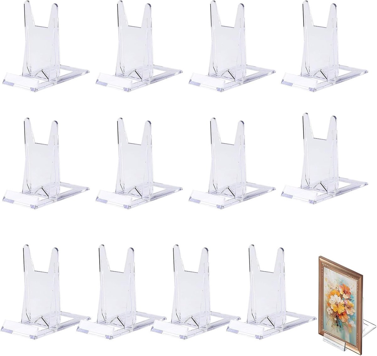 Verstelbare Plaathouder - Transparant - 12 Stuks - Acryl Bordenstandaard met Schuifbevestiging - Voor Foto's en Tafelkaarten