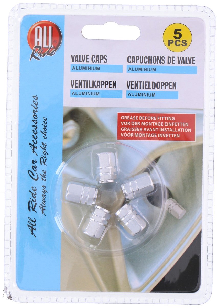 Valve caps 5pcs silver ALU