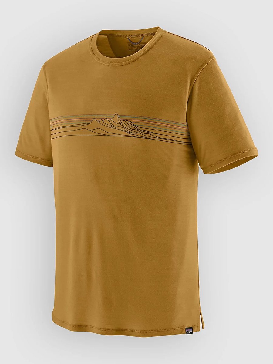 Patagonia Cap Cool Merino Blend Graphic Shirt - T-shirt - Strata Streep: Bobcat Bruin - L