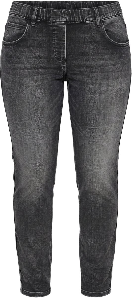 Ulla Popken - Dames - Jegging Sienna smalle pijpen comfortabele tailleband - Zwart - Maat 60