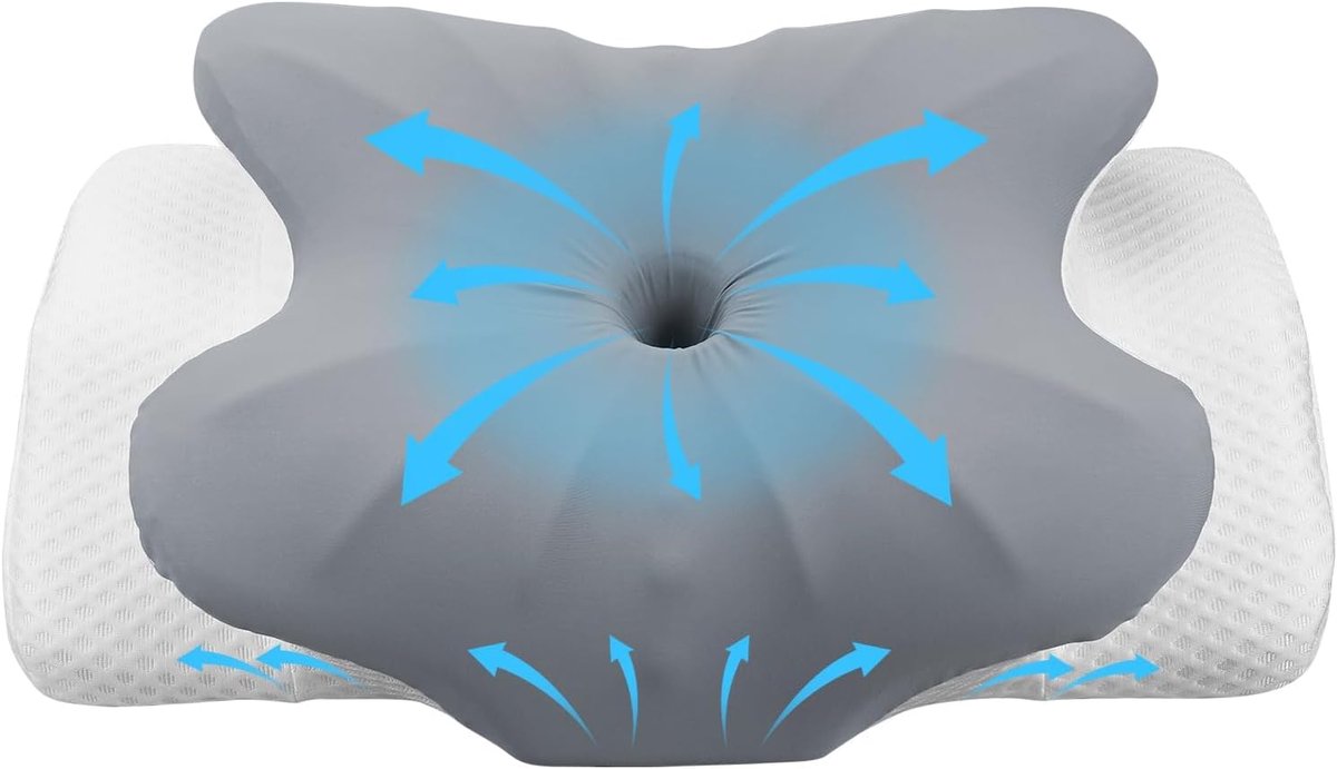 FUNYKICH Memory Foam kussen, ergonomisch orthopedisch kussen met dubbele hoogte (11 cm/13 cm), ademend en wasbaar - ShopVlot