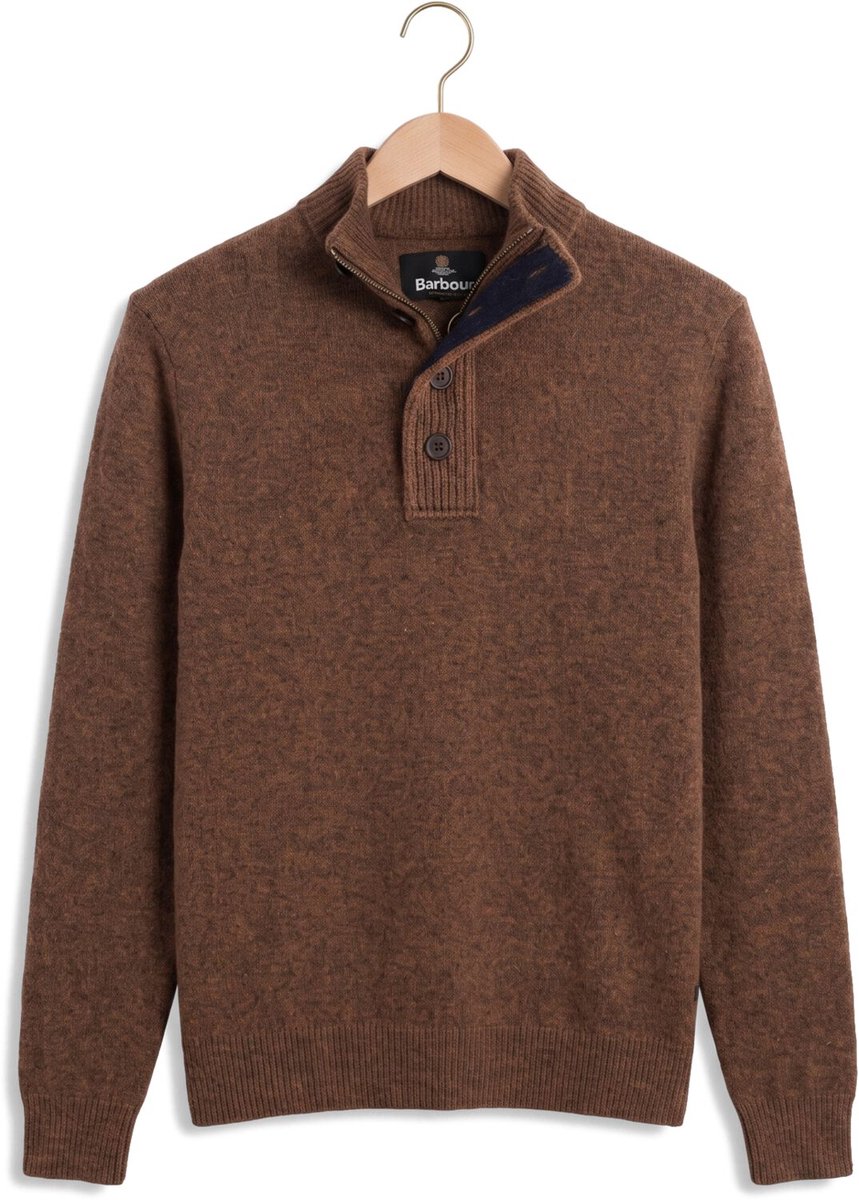 BARBOUR Essential Patch Half Zip Knitted Jumper Truien & Vesten Heren - Sweater - Hoodie - Vest- Bruin - Maat XL
