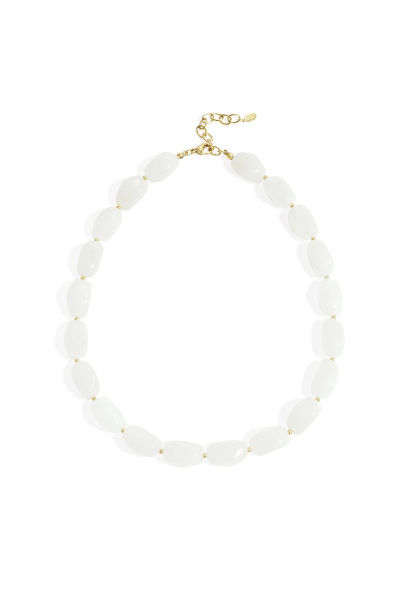 Bijoutheek Collier Organische Kralen Gemeleerd Off-White