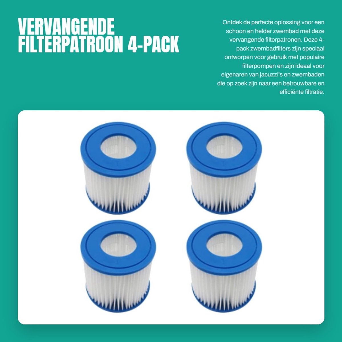 JHUBERS- Filterpatroon Vervangend - 8 Stuks - Compatibel met Best-way 58381 - Opvouwbaar Ontwerp - PETG Materiaal - Verlengde Levensduur - Zwembadfilter