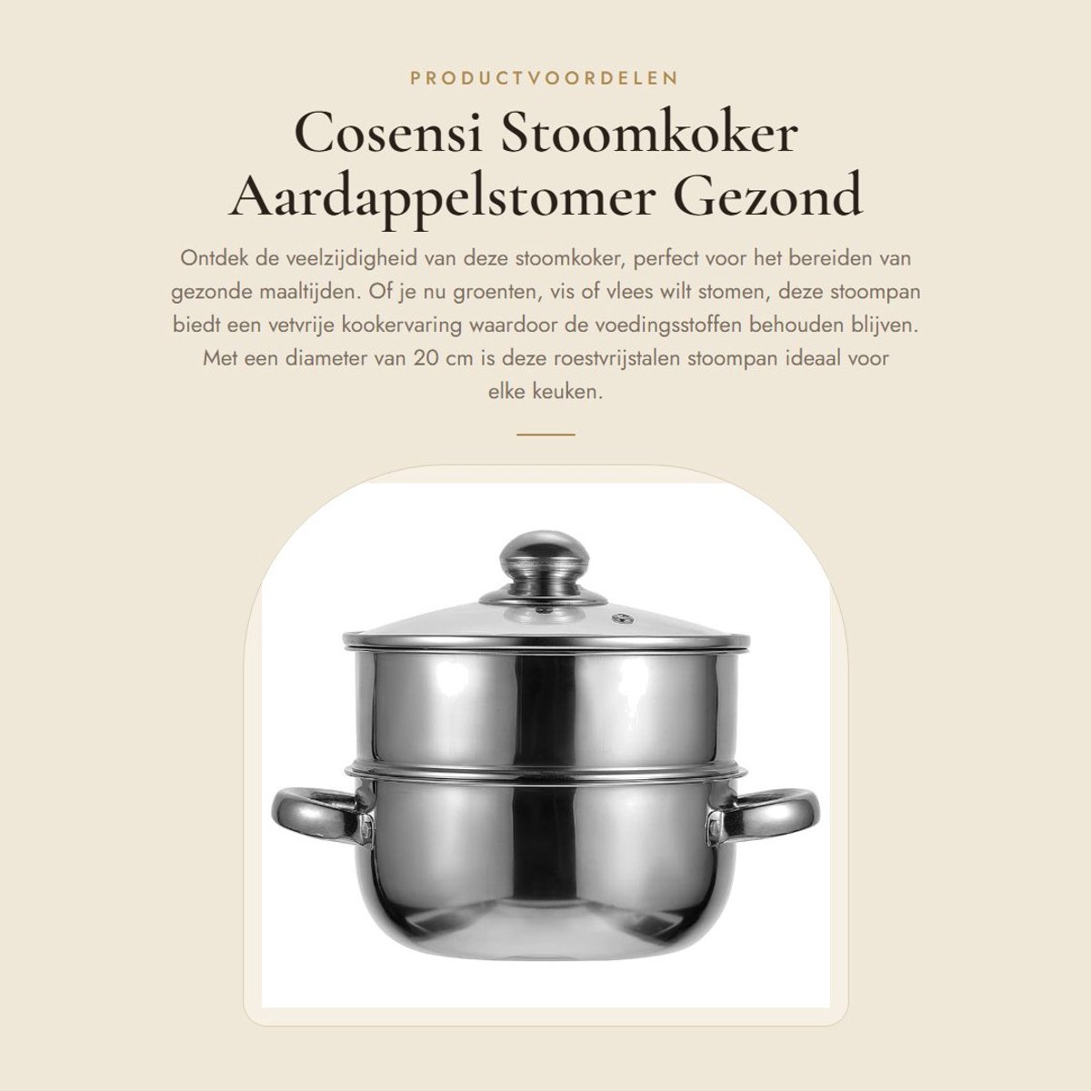 Dailygoods- Stoomkoker - Stapelbaar - Stoompan - Roestvrij Staal - Aardappelstomer - Compact Formaat 20 cm