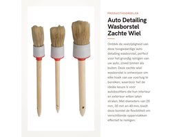 Dailygoods- Wasborstel 3x Set - Zachte Borstel - Voor Auto Interieur - Ventilatieopeningen - Dashboard - Duurzame Kwaliteit - Hoofddiameters 25/30/40 mm - Reinigingsborstel
