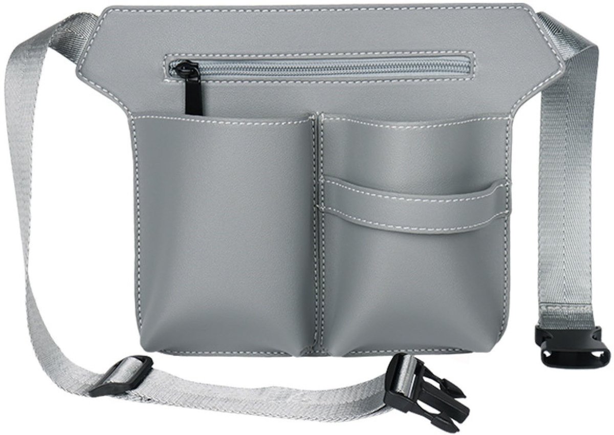 Dailygoods - Kapperstas voor professionals, kapper-gereedschapstas met riem, PU-lederen kappers-riemtas, schaarholster, kappers-buiktas, schaartas, kapper, taille-/schouderriemschaarhouder., donkergrijs, 24 x 21.5