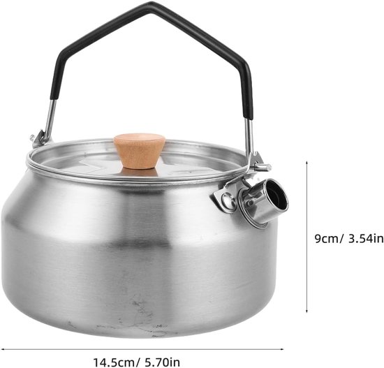 Kampeerketel - Theepot Waterkoker - Outdoor Koken - Roestvrijstaal - 1 Liter - Zilver — afbeelding 4