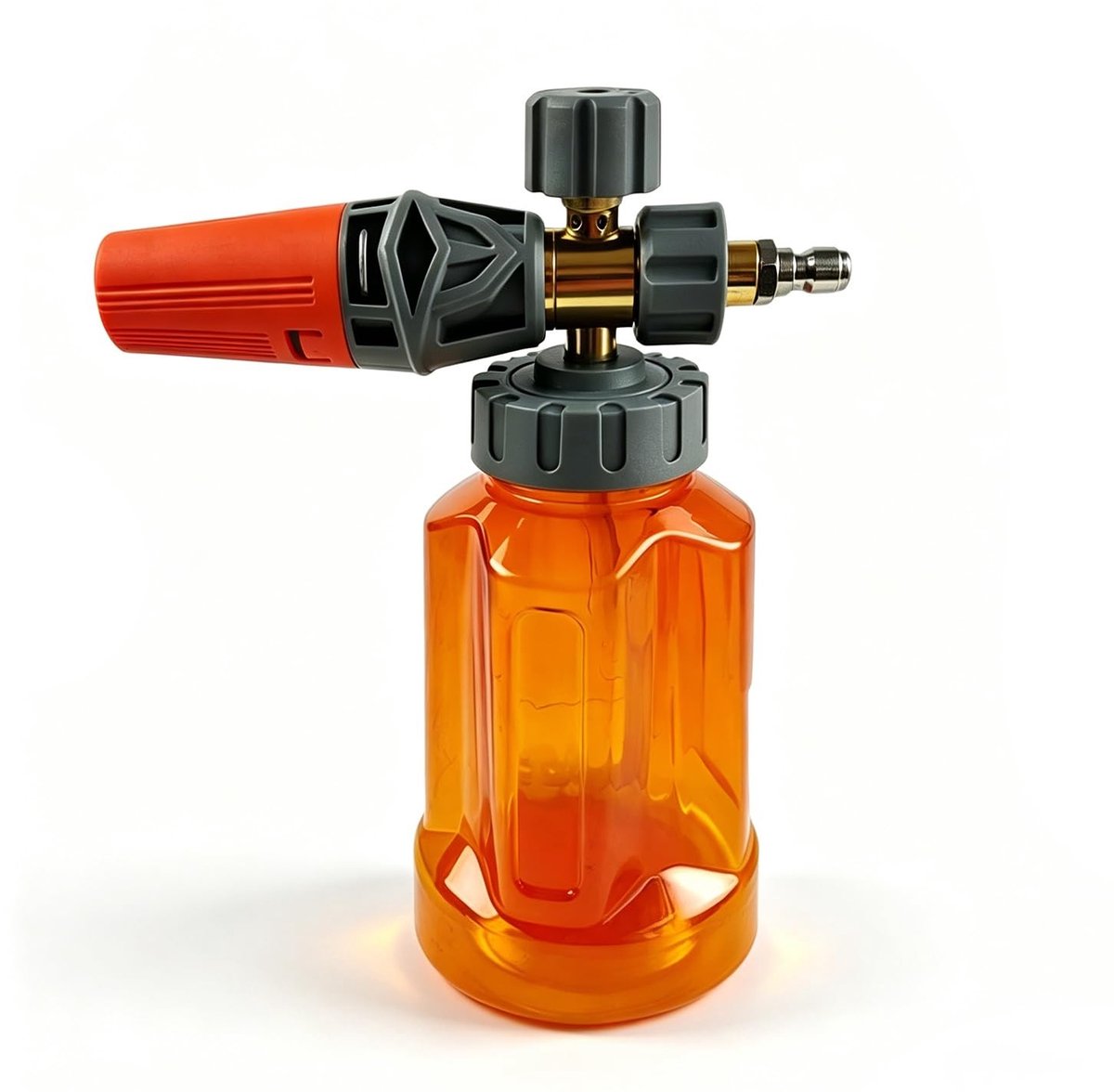 Dailygoods- Schuimkanon met 1L fles - Hogedrukreiniger - Verstelbare sneeuwschuimlans - Koper/Roestvrij staal - Professionele reiniging - Oranje - Foam Sprayer