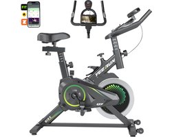 YEE RUN Hometrainer - 0-100% Verstelbare Weerstand - Verstelbaar Stuur en Zadel - Hartslagmeting - App-compatibel - Stil werkend - LCD Display - Max. 120 kg - Hometrainer Fiets - Fitness Fiets - Spinningfiets
