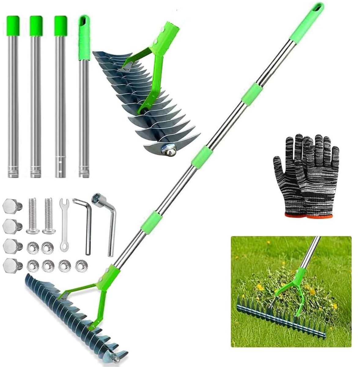Dailygoods- Verticuteermachine 170 cm - Gazonbeluchter - Tuinhark - Grondhark - Aerificatie - Metalen Hark