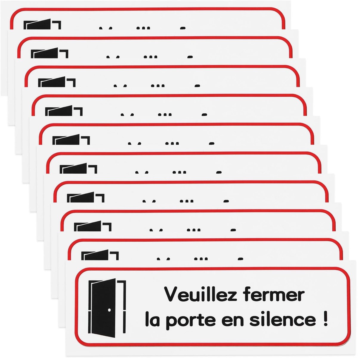 Dailygoods- Deursticker Duidelijke Boodschap - Zelfklevende Sticker - PVC - 10 Stuks - 196 x 65 mm - Slijtvast Materiaal