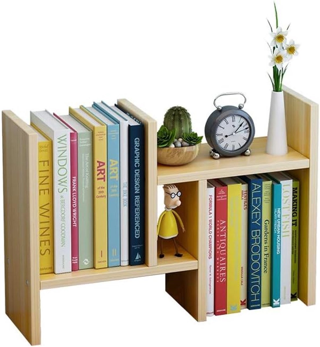 Bureaurek met 2 niveaus - Bureauplank organizer - Bureau organiseren - Robuust metaal ontwerp - 95 cm breed - Industriële look