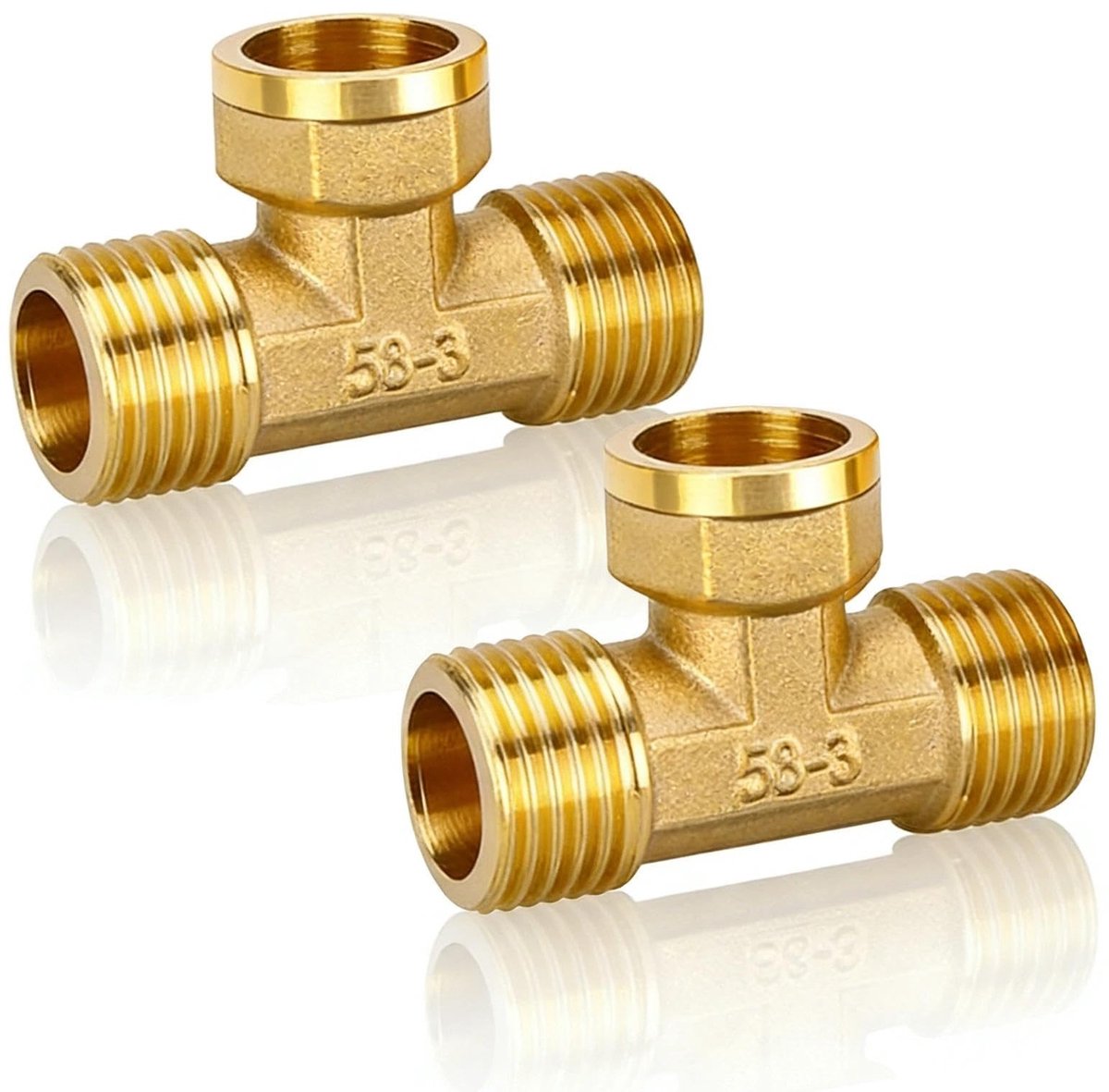 Dailygoods- T-stuk 1/2 inch - Messing T-stuk - Corrosiebestendig - Duurzaam - Voor sanitair/airconditioning - 2 stuks - Wateraansluiting
