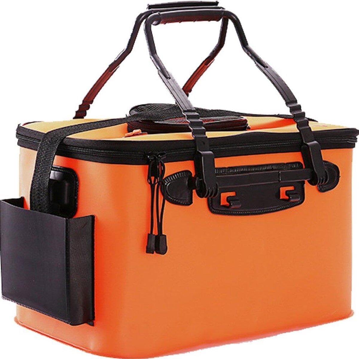 Opvouwbare Visemmer - Water Container - Vis Opslag - Met Zijvak - 28L Capaciteit - Oranje