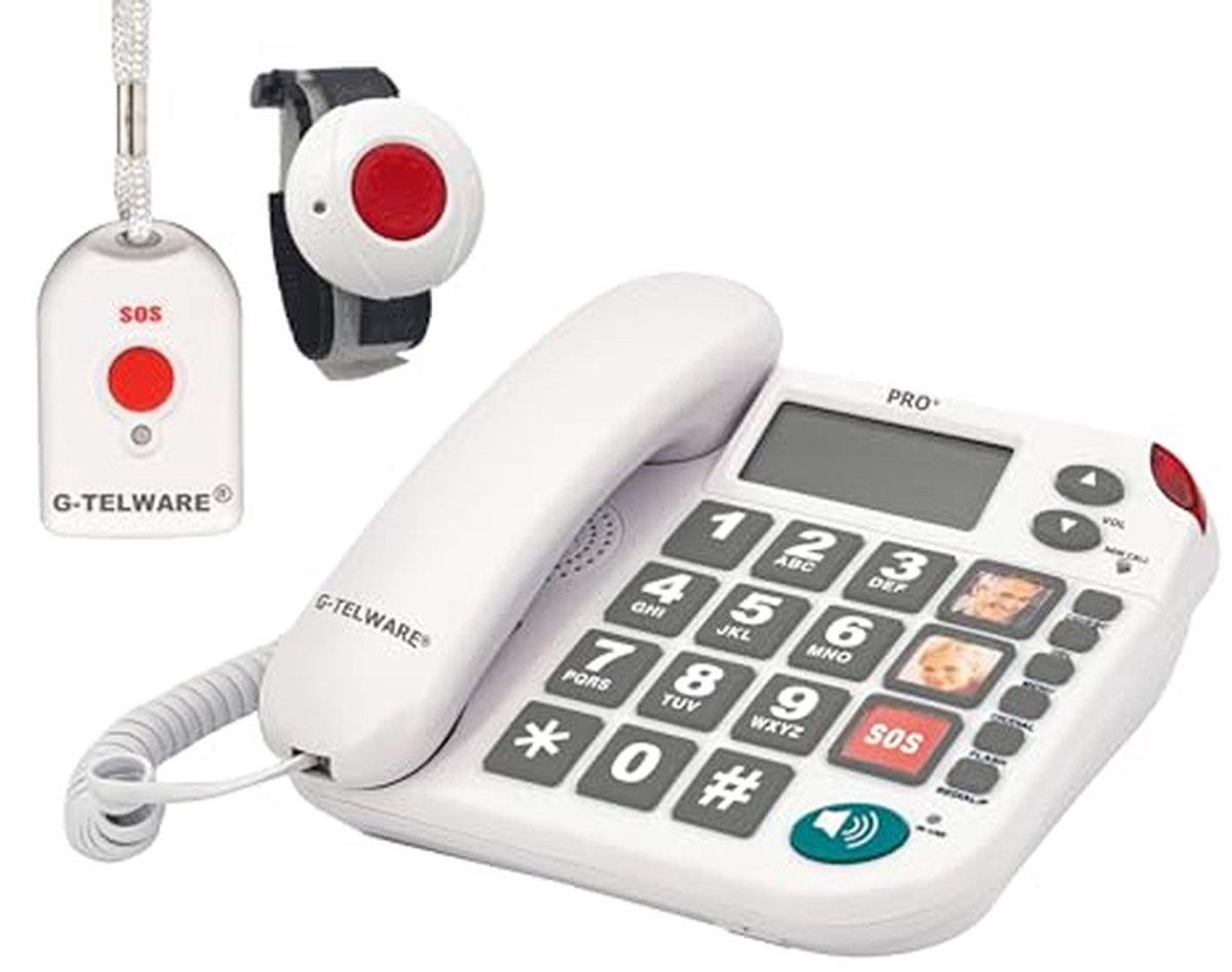 Noodoproep Telefoon - Senioren Telefoon - Veilige Noodoproepen - Stille Noodoproep Functie - Tot 22 Zenders - Satijngrijs