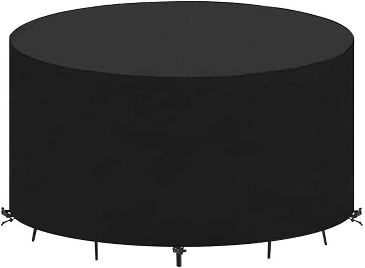 Tuinmeubelhoes Rond - Terrastafel Beschermhoes - Meubels Beschermen - Waterdicht Oxford Materiaal - 150x110cm - Zwart