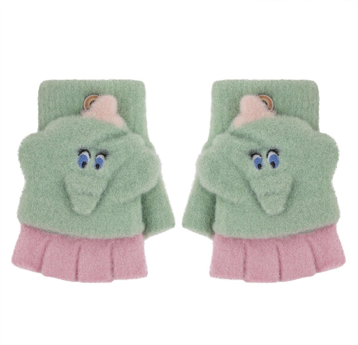 Dailygoods- Winterhandschoenen voor Kinderen - Vingerloze Wanten - Warm Gebreid - Pluche Voering - Ideaal voor Wintersport - Geschikt voor Jongens en Meisjes - Handschoenen