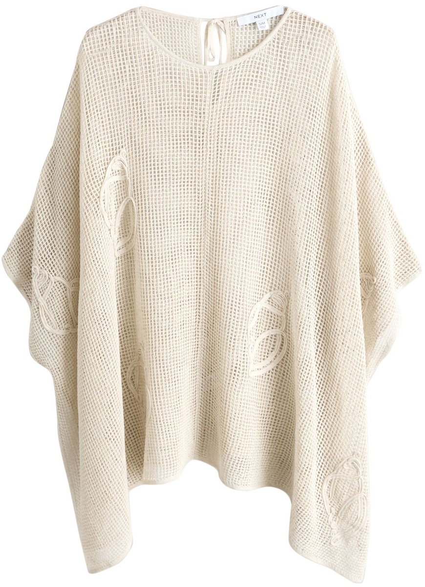 Next - Dames - Poncho met schelpenpatroon - Crème