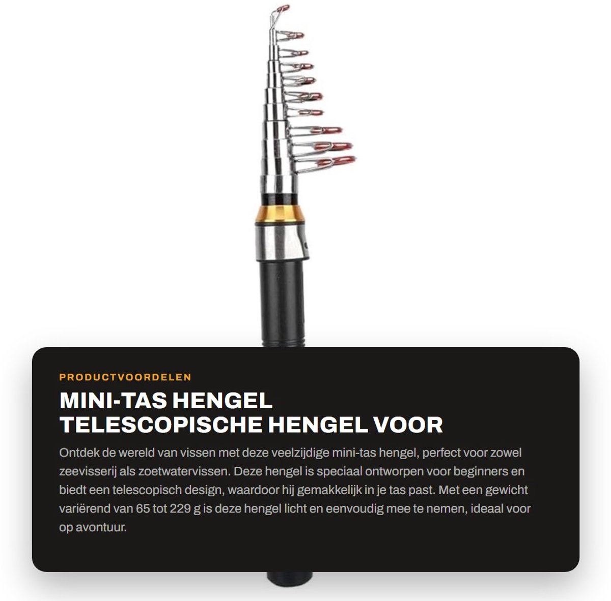 Dailygoods- Hengel Telescopisch Design - Mini Hengel - Lichtgewicht Hengel - Hengel voor Zeevisserij - Hengel voor Zoetwatervissen - Comfortabel Handvat - Visstok