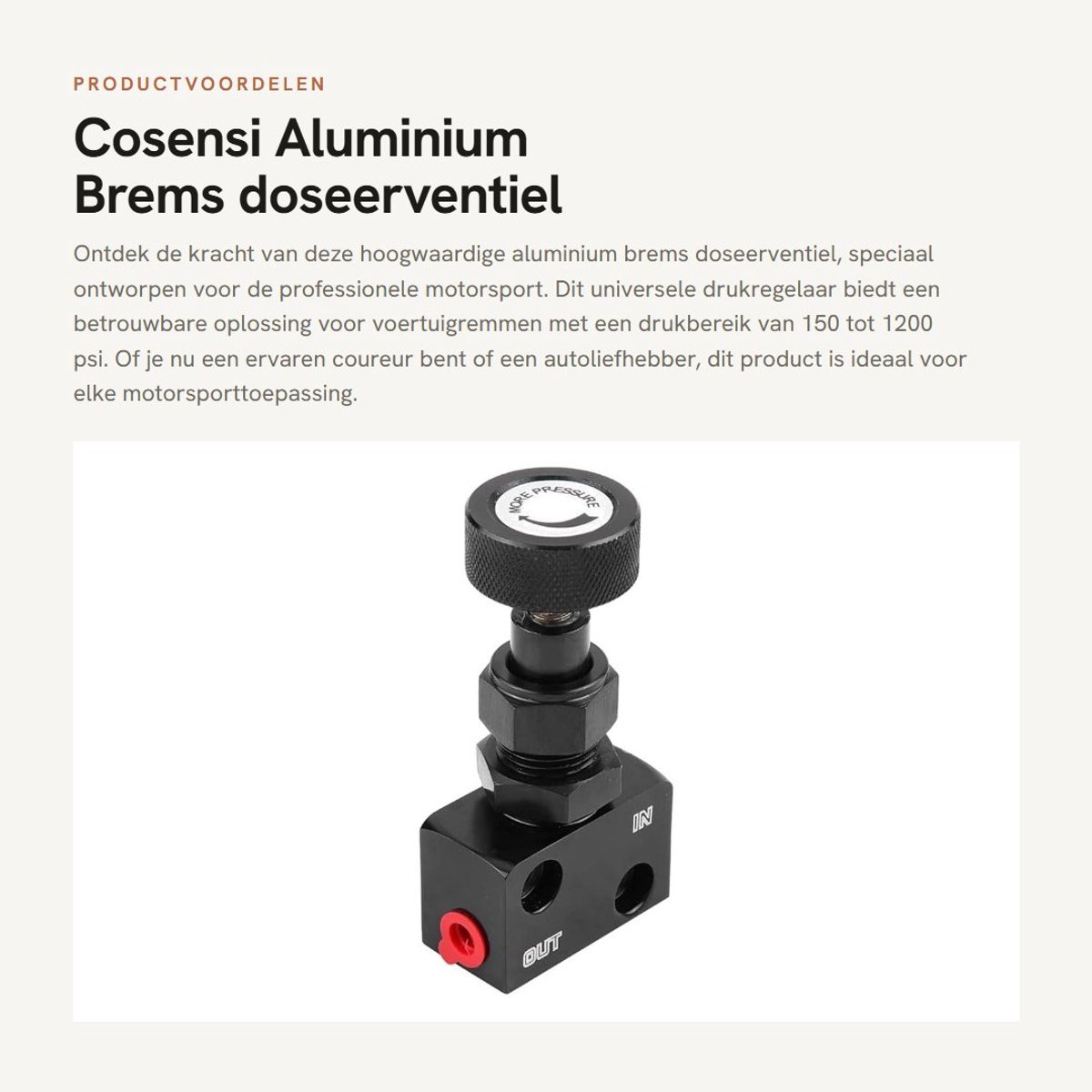 Dailygoods- Drukregelaar Universeel - Doseerventiel Motorsport - 150/1200 psi - Verbeterde Remcontrole - Onmisbaar voor Raceauto's - Remventiel