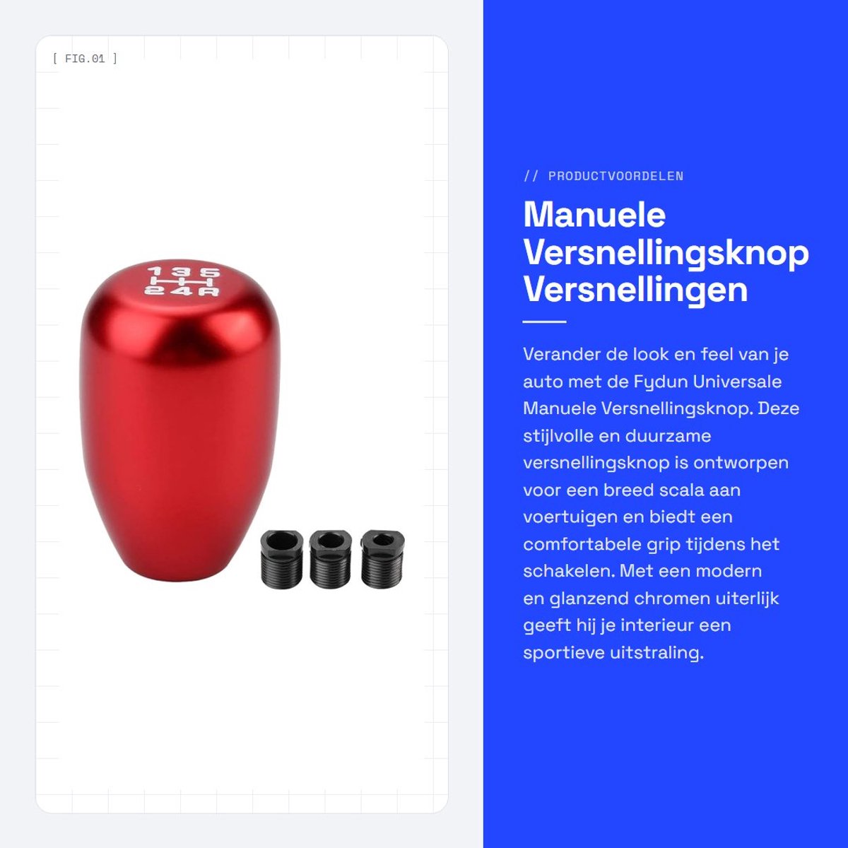 Dailygoods - Manuele Versnellingsknop - Versnellingen - Aluminium - Rood - Auto Accessoire - Geschikt voor Auto - 5 Versnellingen