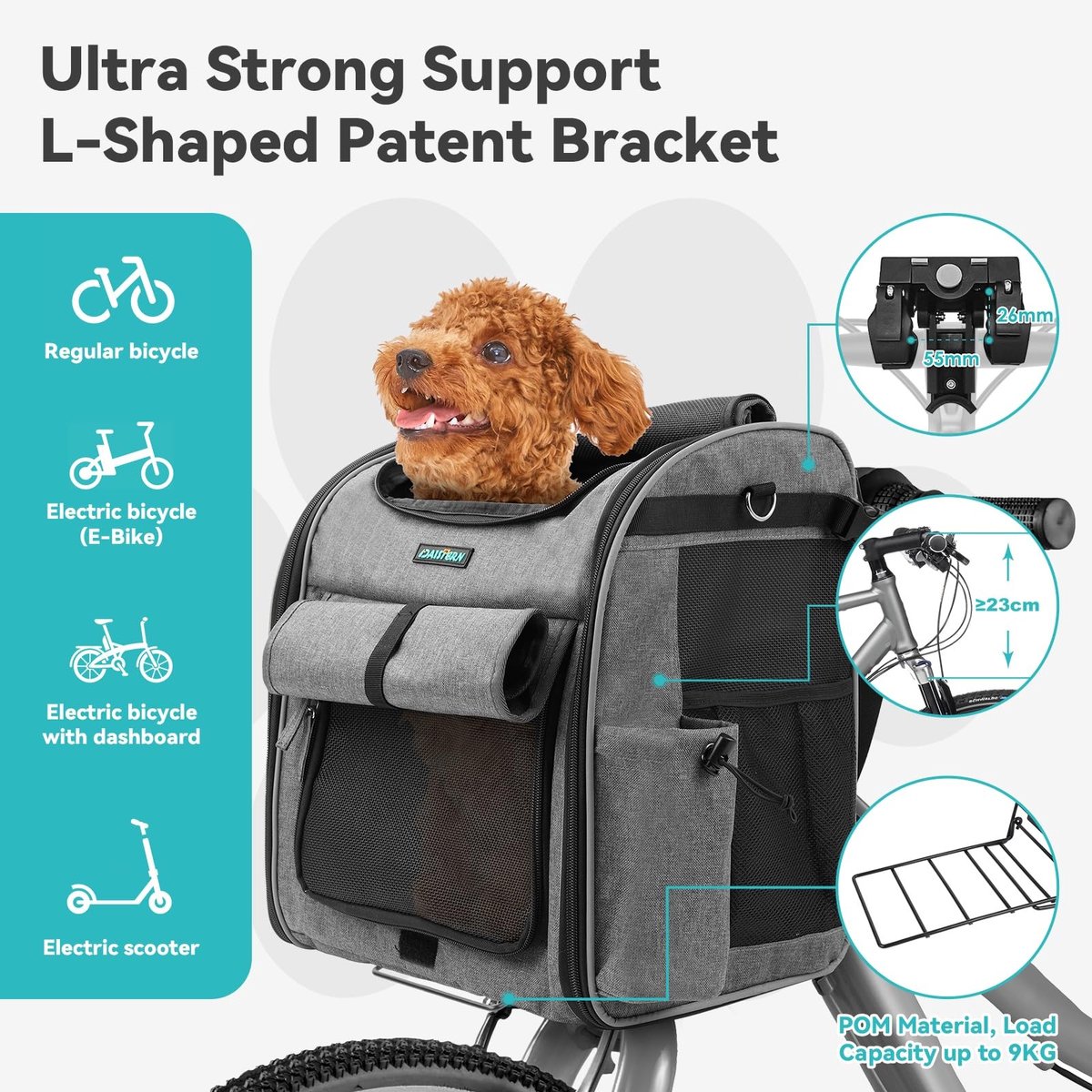 Dailygoods - Hondenmand voor Fiets - Vouwbare Fietsmand voor Honden tot 10KG