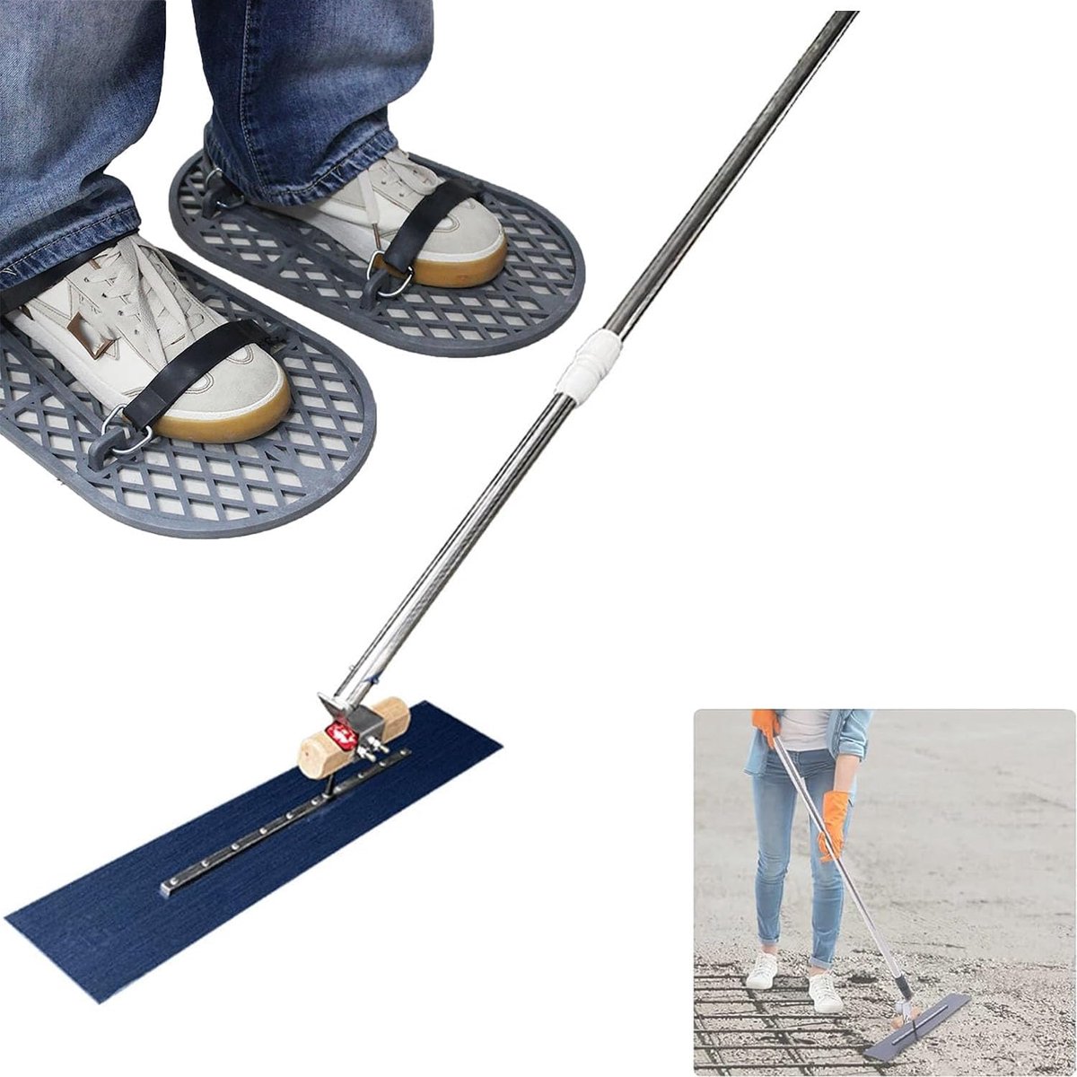 Betonnen Troffel - Stiervlotter Set - Beton Egaliseren - Verstelbare Telescoopsteel - 50 cm Breed - Metaal