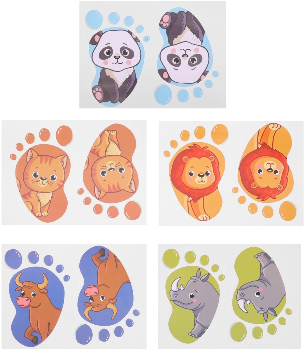 Dailygoods- Vloerstickers - 6 Stuks - Dierenstickers - Voetafdrukken - Waterdicht - Jungle Decoraties - Aantrekkelijk voor Kinderen