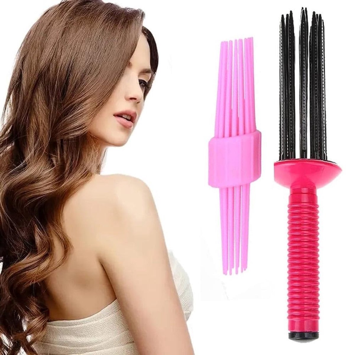 Dailygoods - Krullende rolkam - Professionele stylingtool - 2 stuks - Drie maten - Voor krullend haar - Ideaal voor salons