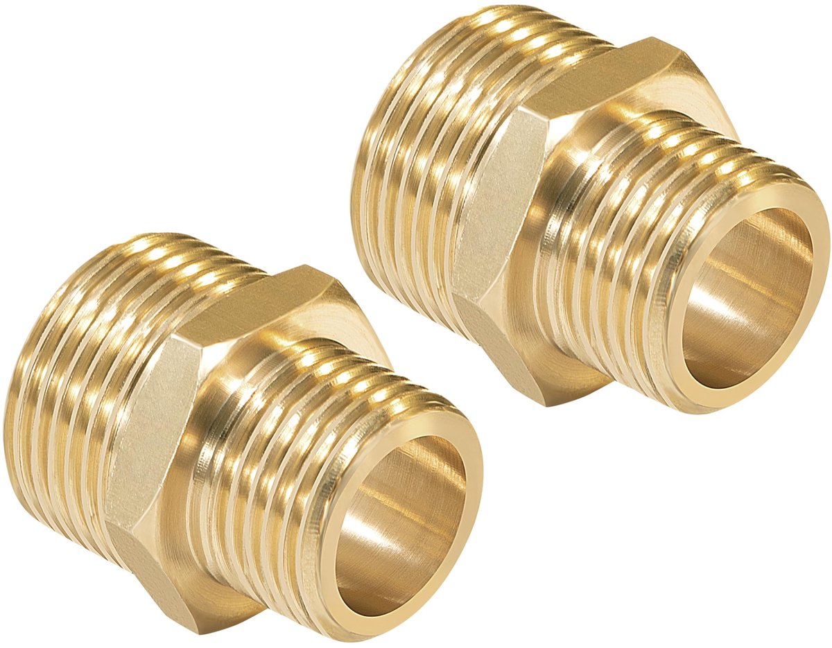 Dailygoods - Messing pijpfitting - Reducerende zeskant nippel - Duurzaam en corrosiebestendig - Messing - Adapter voor pijpverbinding - 2 stuks - Gesc...