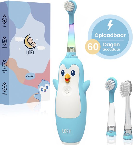 Loby Pïnguin Elektrische Tandenborstel Kind Oplaadbaar Blauw - Loby - €27,95
