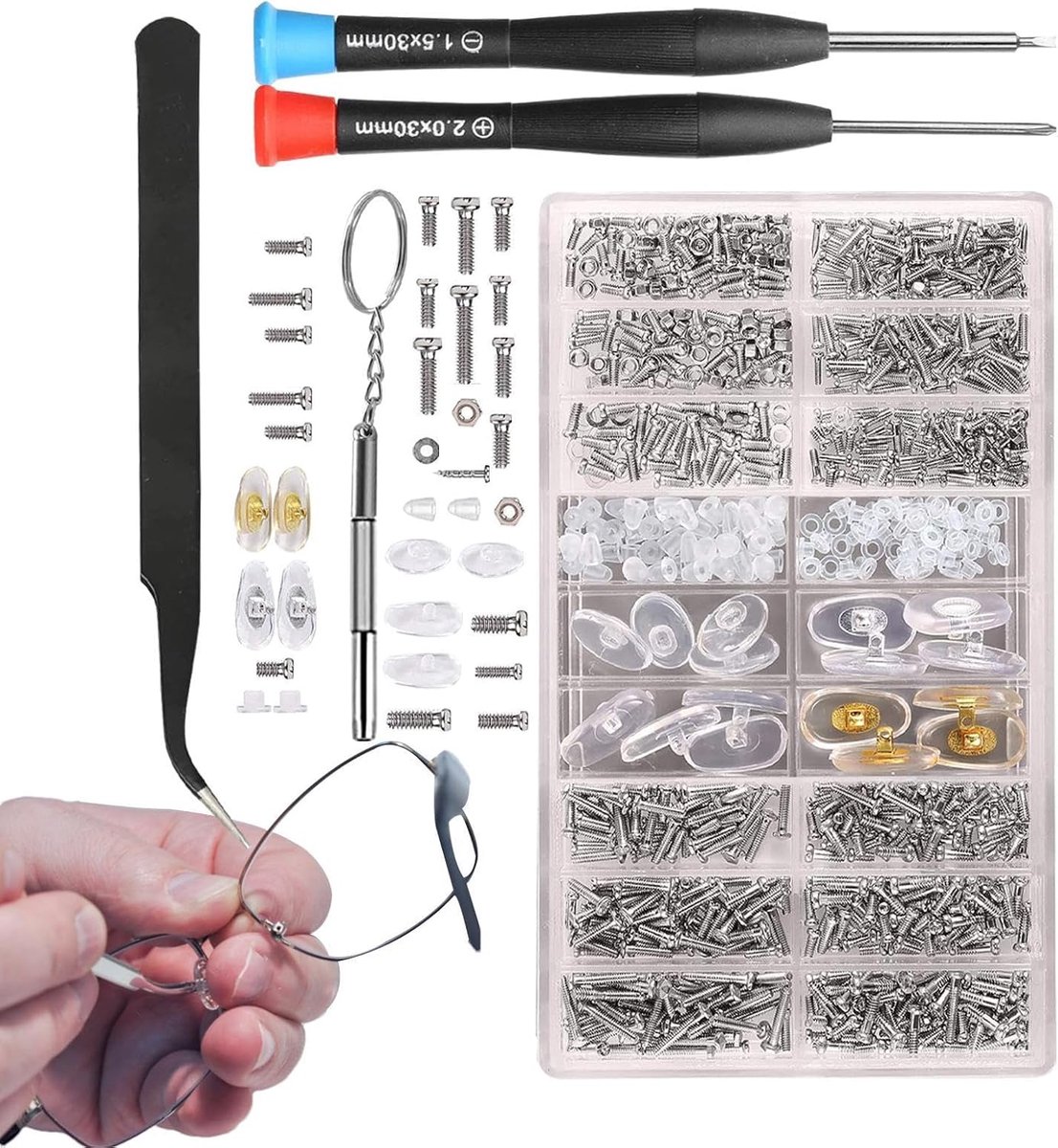 Brillen Reparatieset - Schroevendraaier Kit - Bril Onderhoud - Roestvrij Staal - 14x20x10cm - Niet gespecificeerd