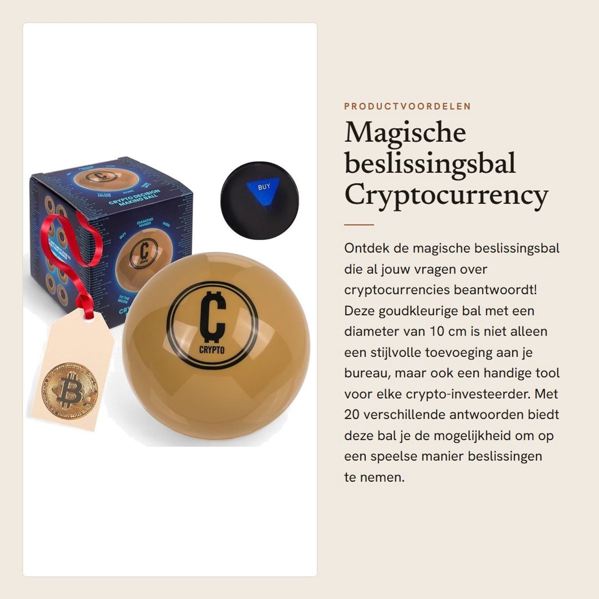 Allecto - Magische beslissingsbal - Cryptocurrency - Goudkleurige