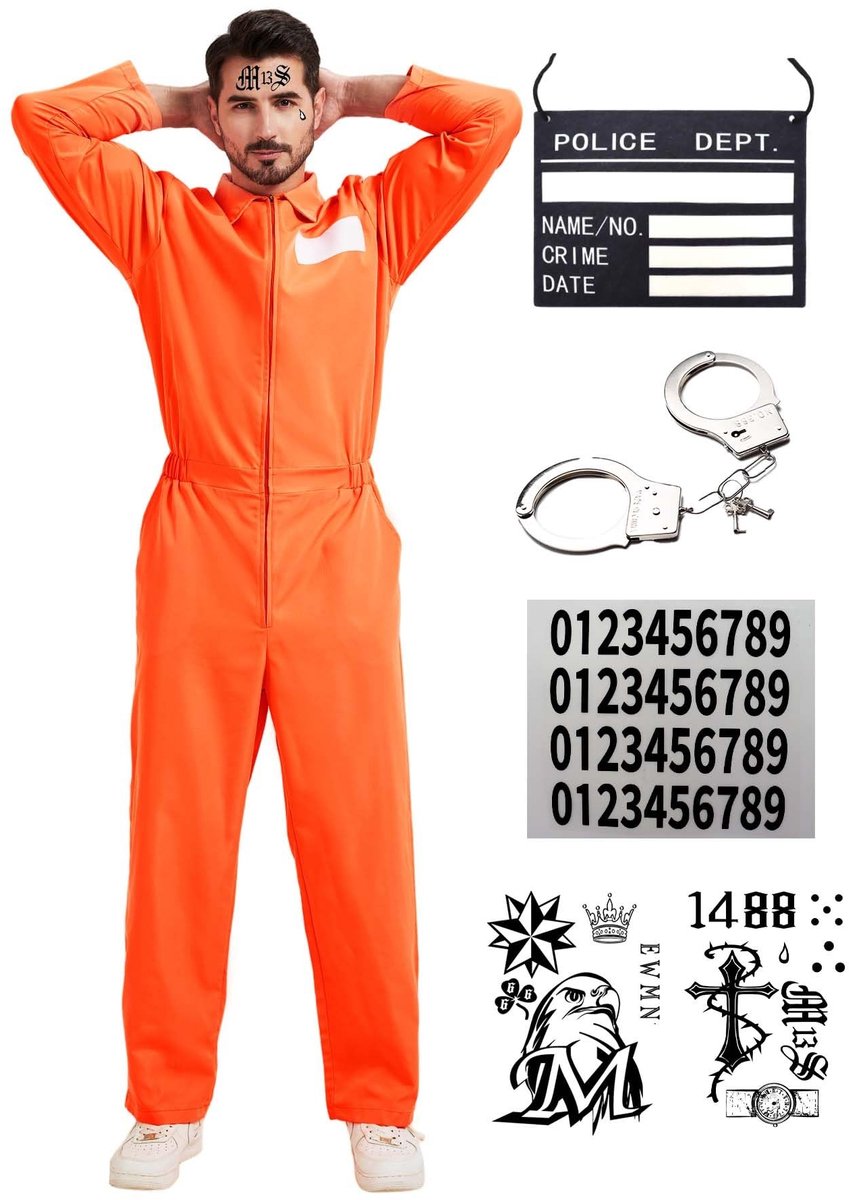 Dailygoods- Gevangenenkostuum Heren - Halloween Kostuum - Cosplay Outfit - Oranje Overall - Kostuum Volwassenen - Schokbestendig Materiaal