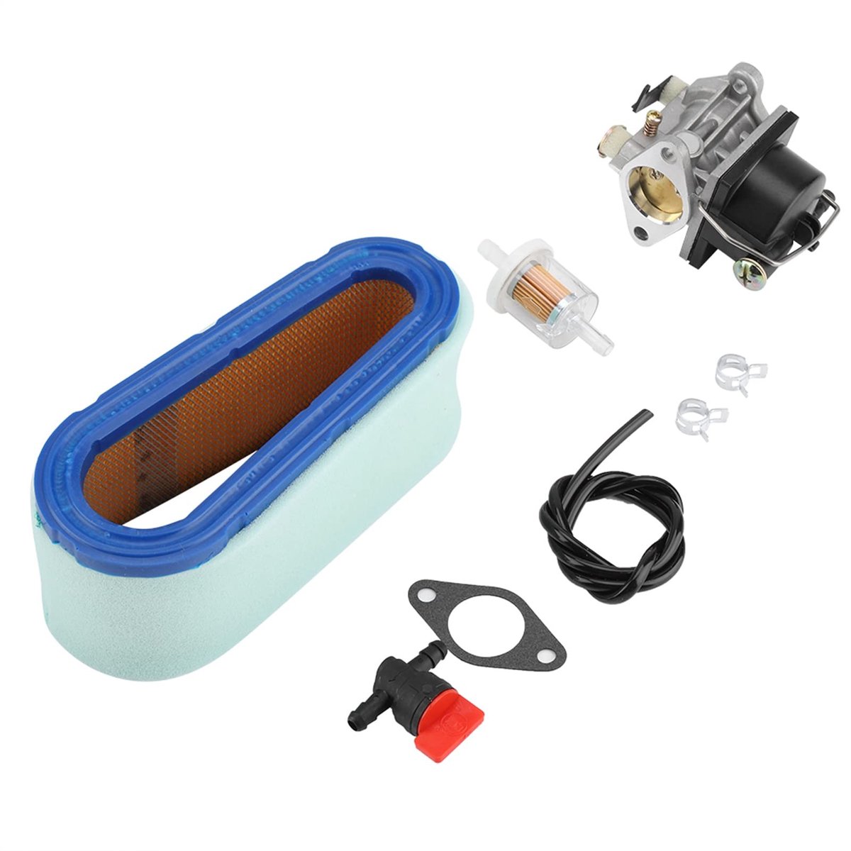 Dailygoods- Carburateur Kit - Inclusief Brandstoffilter - Luchtfilter met Voorfilter - Afdichting - Brandstofleiding - Eenvoudige Installatie - Grasmaaier Carburateur
