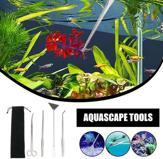 Terrarium Gereedschap Set - Aquarium Hulpmiddelen - Planten Onderhoud - 4-in-1 Roestvrij Staal - 30 cm Lengte - Zilverkleurig — afbeelding 5