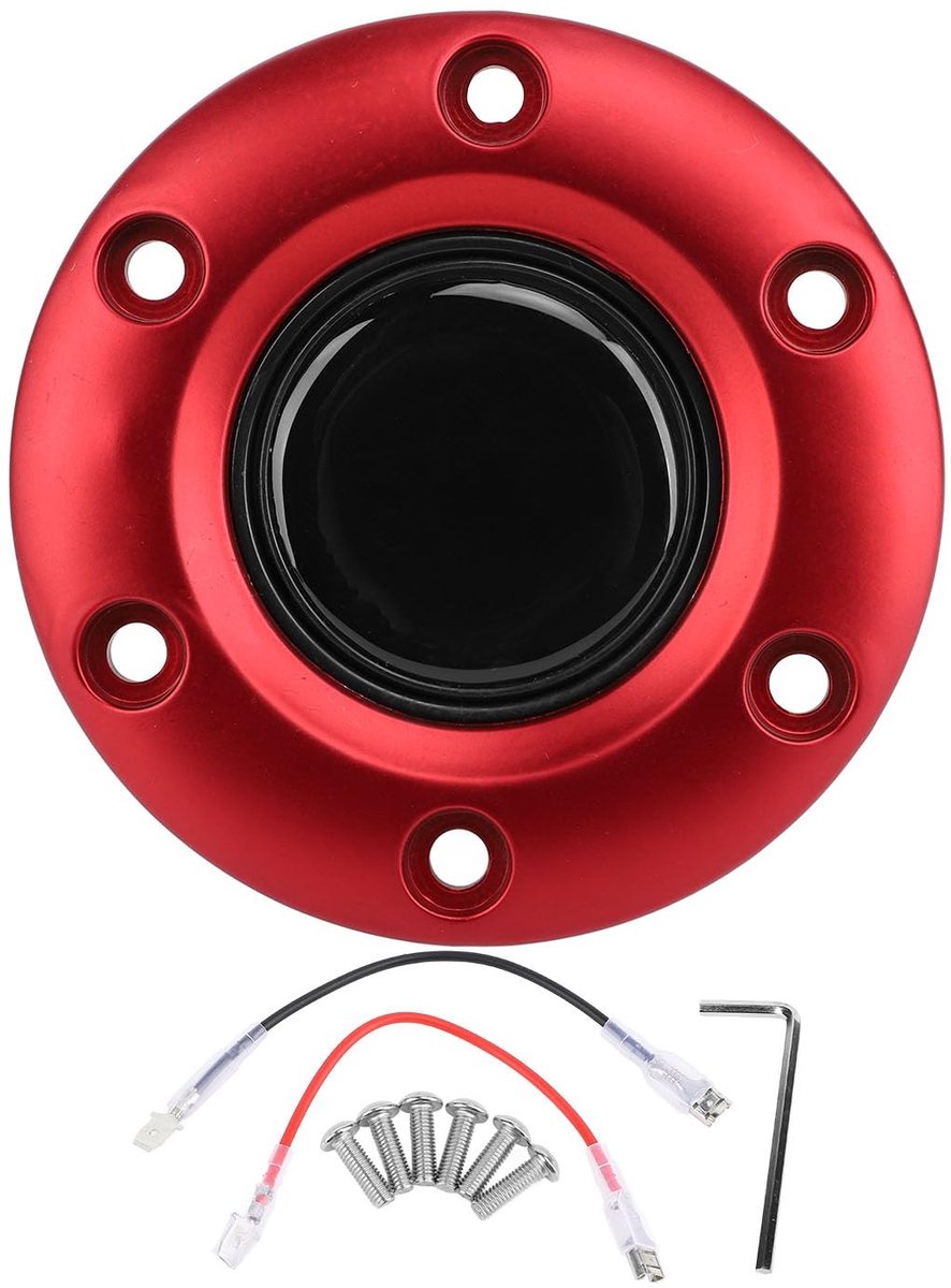 Dailygoods- Middenkap Stuurwiel - Decoratieve Schakelaar - Compatibel met 6 Gat Stuurwielen - Hoogwaardige ABS - Verbeterde Grip - Inclusief Bevestigingsmateriaal - Stuurwielkap