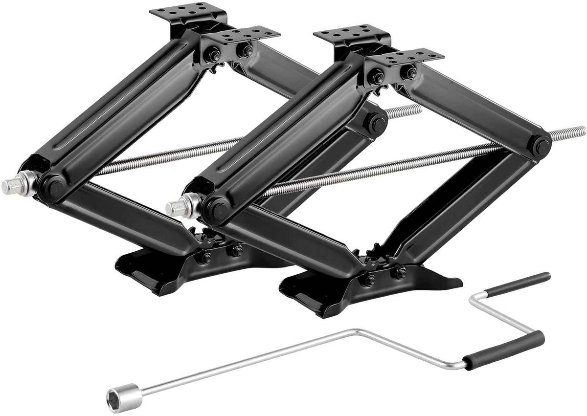 CORE RV-schaarkrikken - Schaarkrik set - 2 stuks - 9000lbs/4082kg Maximaal draagvermogen - Met slingerhendel - 66.5x18x10-59cm - Zwart