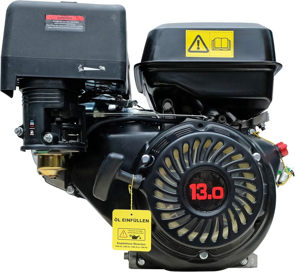 Reservemotor 13 pk - Vervangingsmotor 4-takt - Apparaten Aandrijven - Oliegebreksensor - 389cc - Zwart