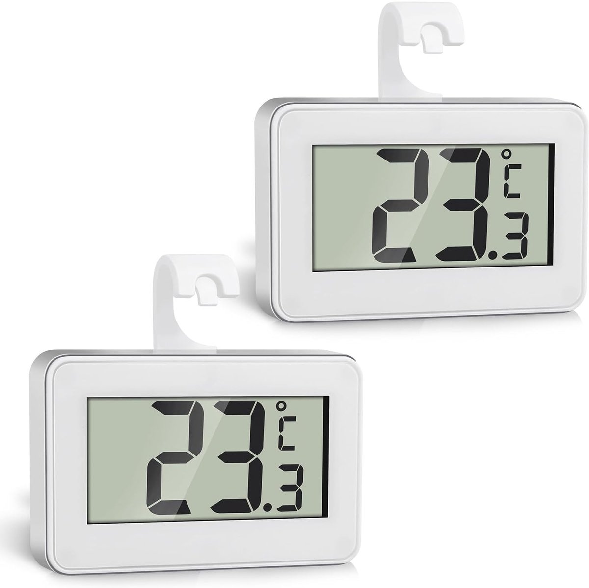 Koelkast Thermometer - Digitale Temperatuurmeter - Voedsel Bewaren - Waterproof IPX3 Structuur - 2 Stuks - Wit